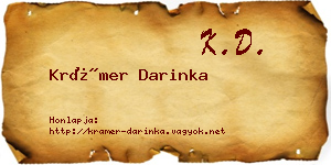 Krámer Darinka névjegykártya